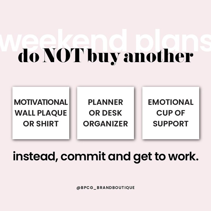 PSA: you don’t need another 
➡️motivational wall, desk, plaque, or shirt

➡️planner, desk organizer, new colorful pens 

➡️cup of emotional support 

Commit to what you said you were going to do and get to work!! 
🖤