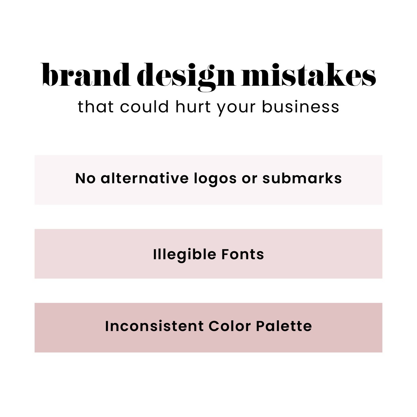 Do you have these?

> No alternate logos or submarks

> Illegible fonts in your logo

> Inconsistent color palette or different variations of colors on all platforms

These could really hurt your overall brand awareness.

Get off the Hot Mess Express because brand guidelines, or aka your Brand Bible, should define these areas including alternates, so that you're cohesively looking put together. 

⚡Need help with this, DM us.
If you're all good, can I get an AMEN?