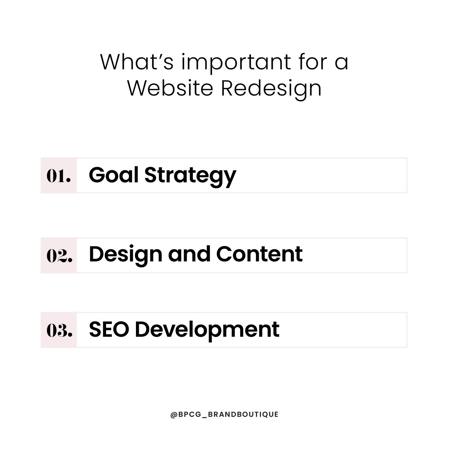 Thinking of a Website overhaul?

Getting sick & tired of your website not performing, engaging or working properly?

It might be time to consider a website design.

But - before you go shutting it down, deleting or trashing it, you need to grab some things.

✔️ copy and paste all content into a doc, there might be good stuff in there to repurpose, especially blogs

✔️ save all imagery

✔️ take screenshots and video recordings

✔️ track analytics or keywords (and copy those down), what was working to filter or bring clients to your website

✔️ if you're not switching platforms - keep all these pages until you are absolutely ready to unveil

The only way this project will be a nightmare is if you don't plan, so let's get started:
1. Goal Strategy: 
- What are your goals and must-haves for the website
- How will you utilize your brand foundation for those goals
- Is everyone on the same page about these goals, audits and continuing work

2. Design and Content
- What elements of your brand will you need
- Go deep, develop content that speaks to you as a brand and speaks with your ideal client
- What call to actions or next steps are needed from a viewer standpoint

3. SEO and Audit
- Put yourself in your viewer's shoes: what would they search for, what are they experiencing, what will help them book your service or buy your product faster - use these phrases or keywords
- Place meta tags on images and inside pages
- Put together a list of what will need to be tracked each month to match your (#1) goals!! Rinse and repeat.

Do what you can to make the redesign process go smoothly and don't lose sight of the strategy you need to ensure that your website actually delivers the results you’re looking for.

🖐️HIGH FIVE THE PRE-PLAN PROCESS!!

 #webdesigner #webdevelopment #websitebuilder #websitedesigner #webdesign #calltoaction #websitestrategy #wordpresswebsite #squarespacewebsite #brand #brandstrategy #visualidentity #brandstrategist #kcwebdesigner #kccreative #kansascitywebsitedesign #websitedesign #webseo #seo #seokc #websiteredesign #websiterefresh #branddesigner #branddesign #branding #brandingkc #branddesignkc #marketingconsultantkc #marketingkc